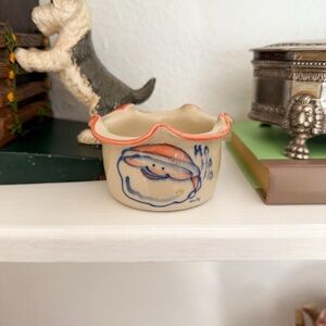 Festive Santa Ho Ho Ho! Pottery Trinket Dish Bowl Handcrafted 1997 Signed